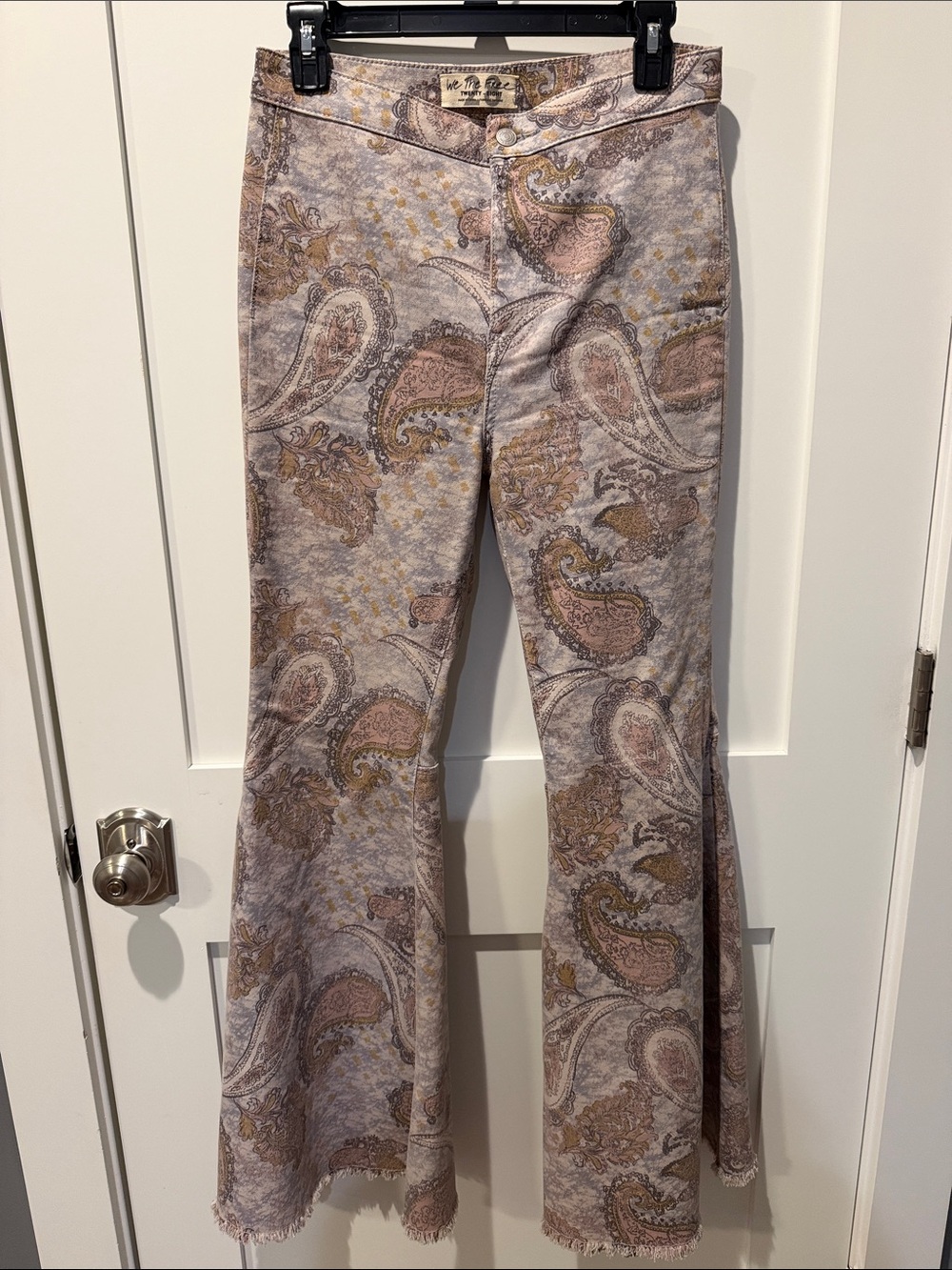 Vintage We The Free Free People Paisley Extreme Bell Bottom Flare Jeans 28 Y2K B